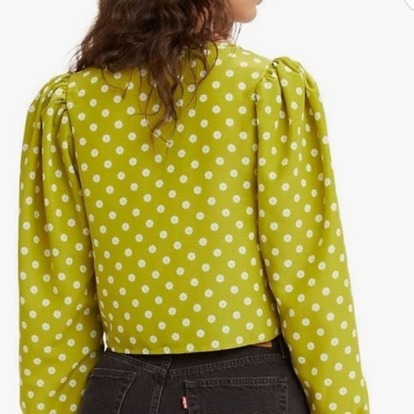 NWT,Levi's Women's Embry Tie Blouse,Three Front Ties,St.Patty’s Day Perfection☘️ - Picture 2 of 9